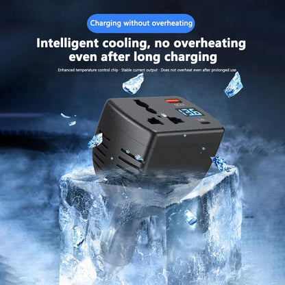 150W Car Power Inverter 12V/24V to 220V with Fast USB Charger & Voltage Monitor
