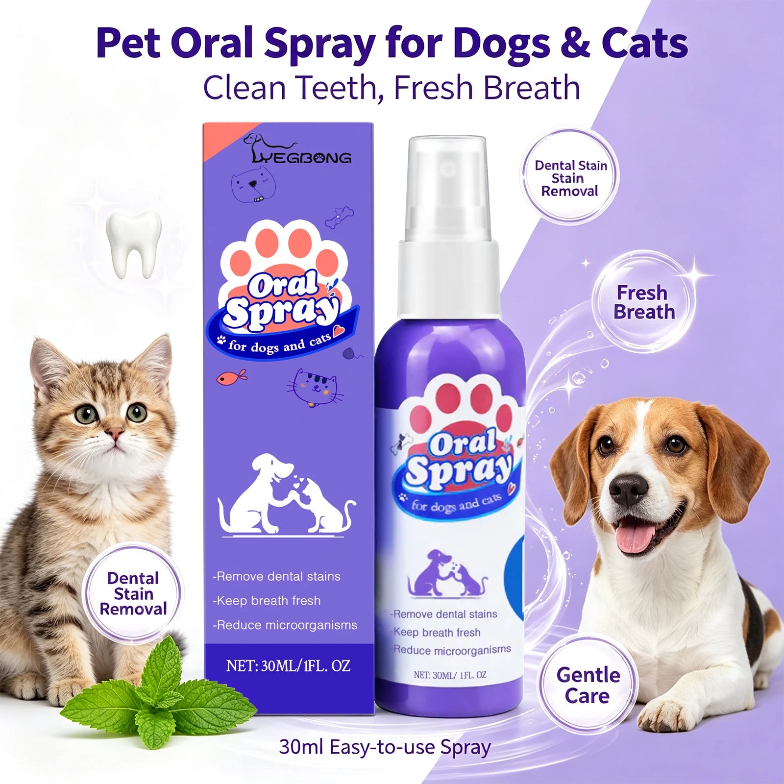 Pet Dental Oral Care Spray for Dogs and Cats - Fresh Breath & Teeth Cleaning - 2