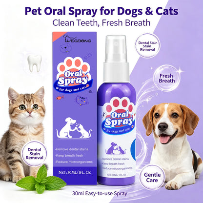 Pet Dental Oral Care Spray for Dogs and Cats - Fresh Breath & Teeth Cleaning