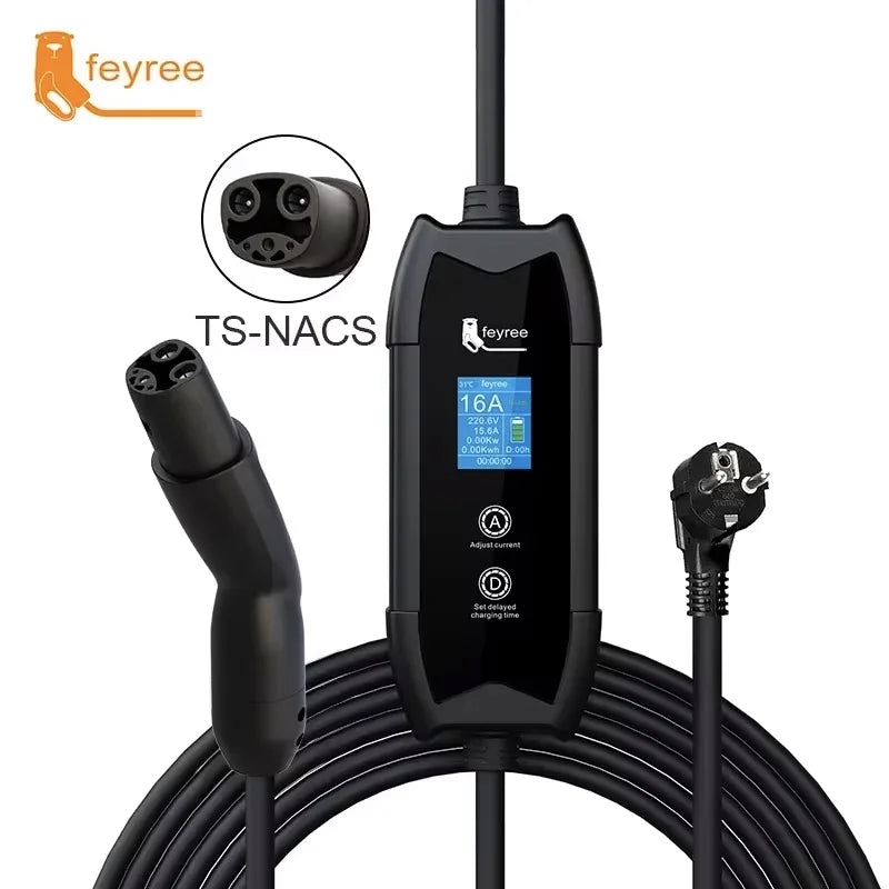 3.5KW Portable EV Charger for Tesla NACS - Adjustable Home Charging Station