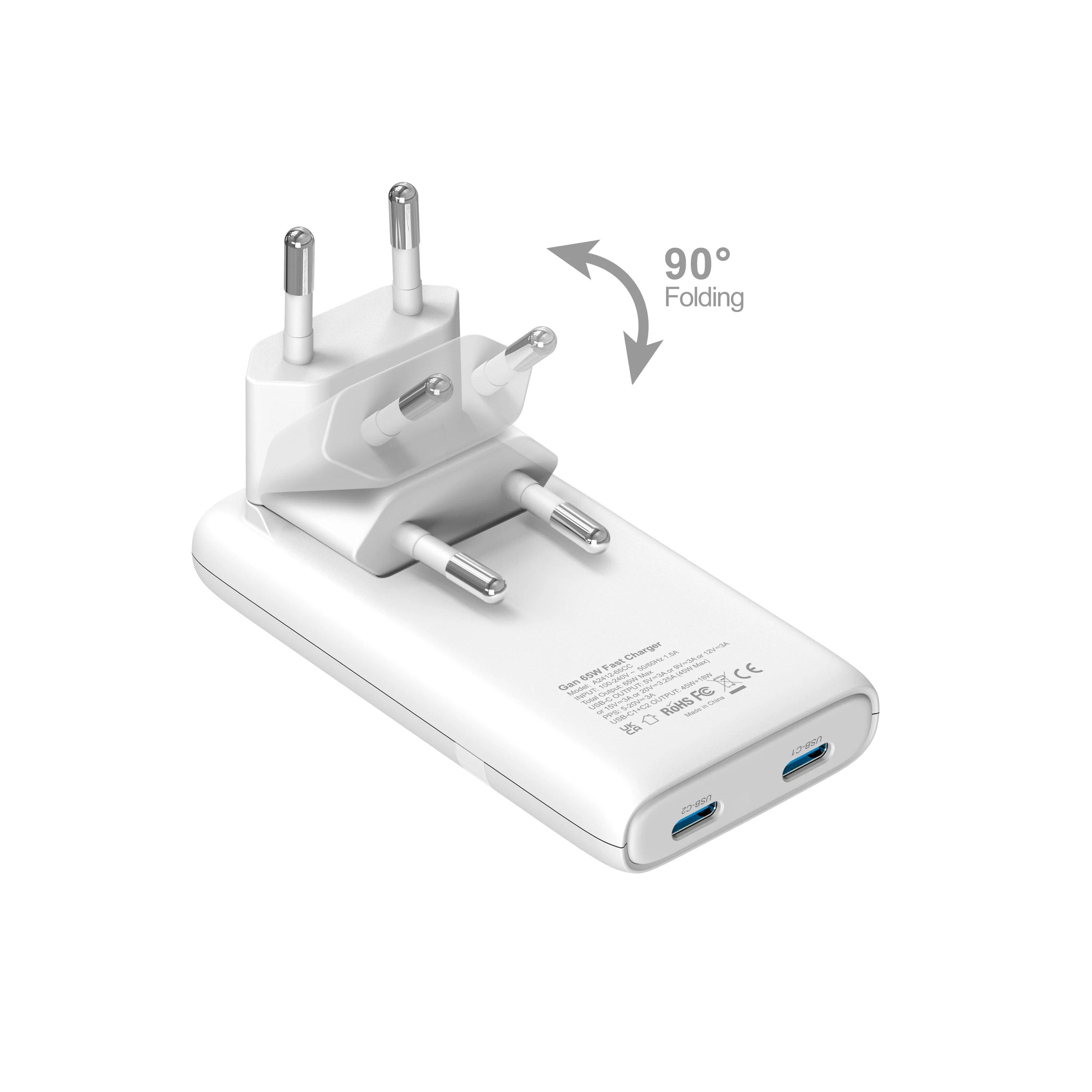 65W Ultra-Slim GaN Dual USB-C Fast Wall Charger for Laptop & Mobile - 11