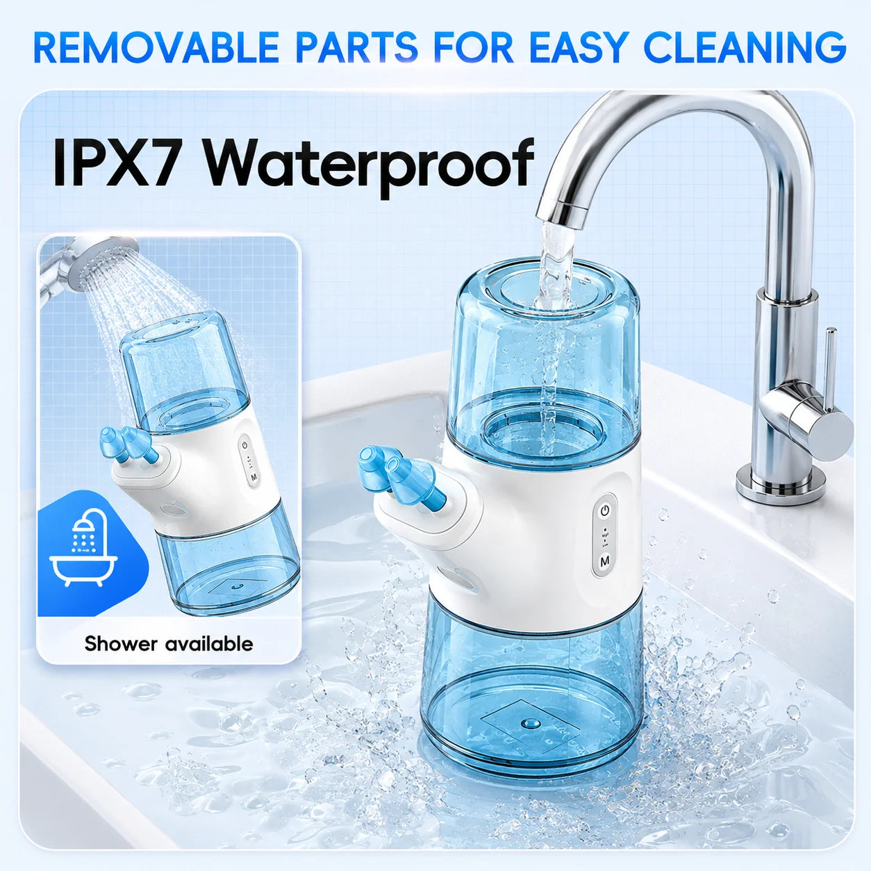 Portable Electric Nasal Irrigator - Rechargeable Sinus Rinse Device - 12