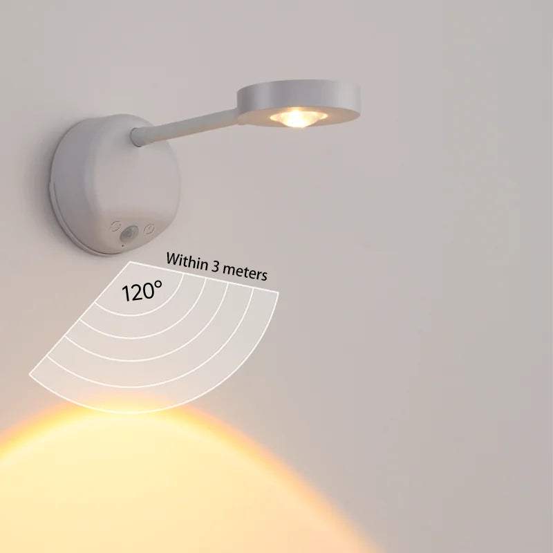 Wireless Motion Sensor LED Wall Light - Rechargeable Type-C Dimmable Indoor Lamp - 3