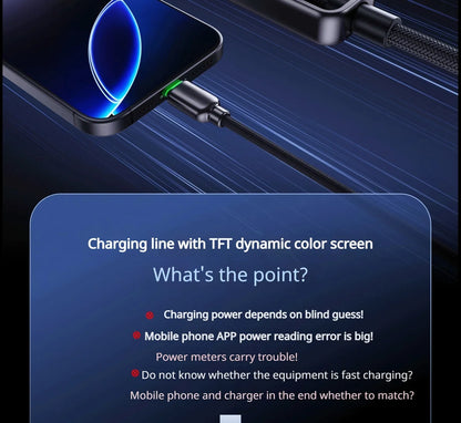 240W USB-C Fast Charging Cable with Real-Time LED Power Display