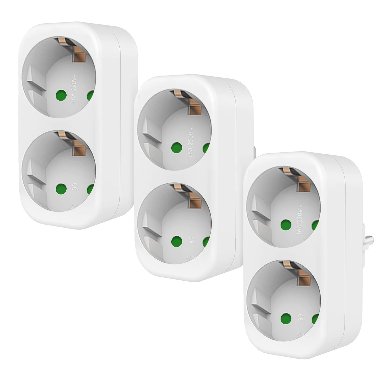 European 2-Way Wall Socket Adapter 16A 3680W Compact Travel Power Plug - 7