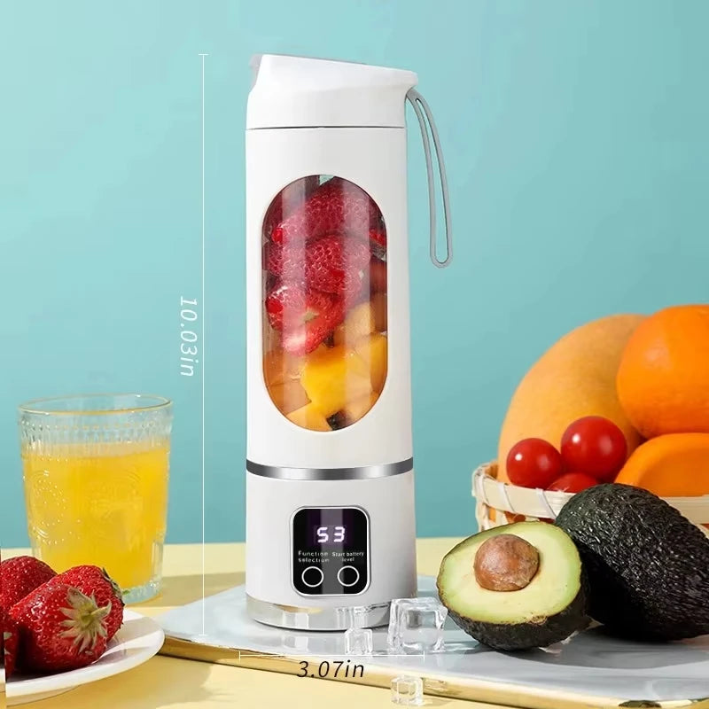 Portable 12-Blade Fruit Juicer Blender - 450ml USB Rechargeable Ice Crusher
