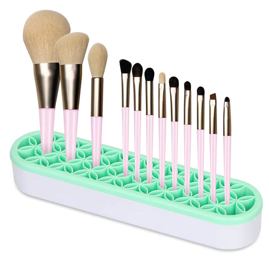 Silicone Makeup Brush Organizer & Drying Rack - Durable Desktop Storage
