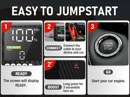 8000A Portable Car Jump Starter with Built-in Tire Air Compressor