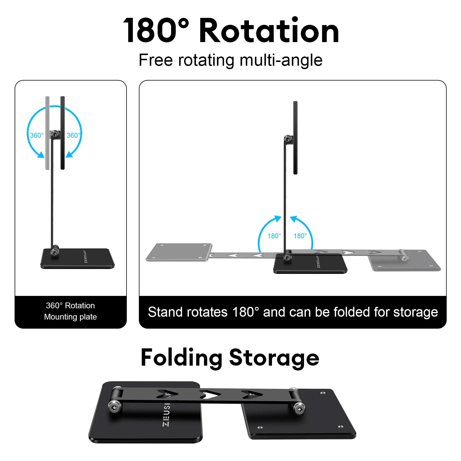 Rotating VESA Monitor Stand - Adjustable Portable Desk Mount Holder - 5
