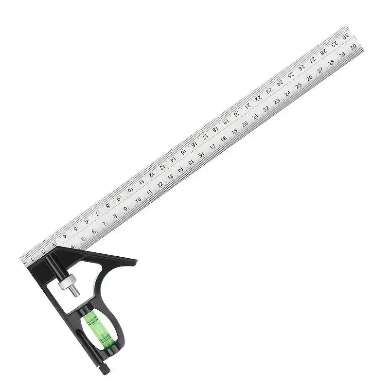 300mm Stainless Steel Combination Square Ruler - Adjustable Angle Gauge