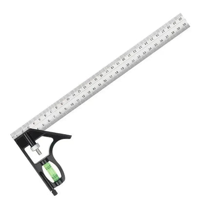 300mm Stainless Steel Combination Square Ruler - Adjustable Angle Gauge