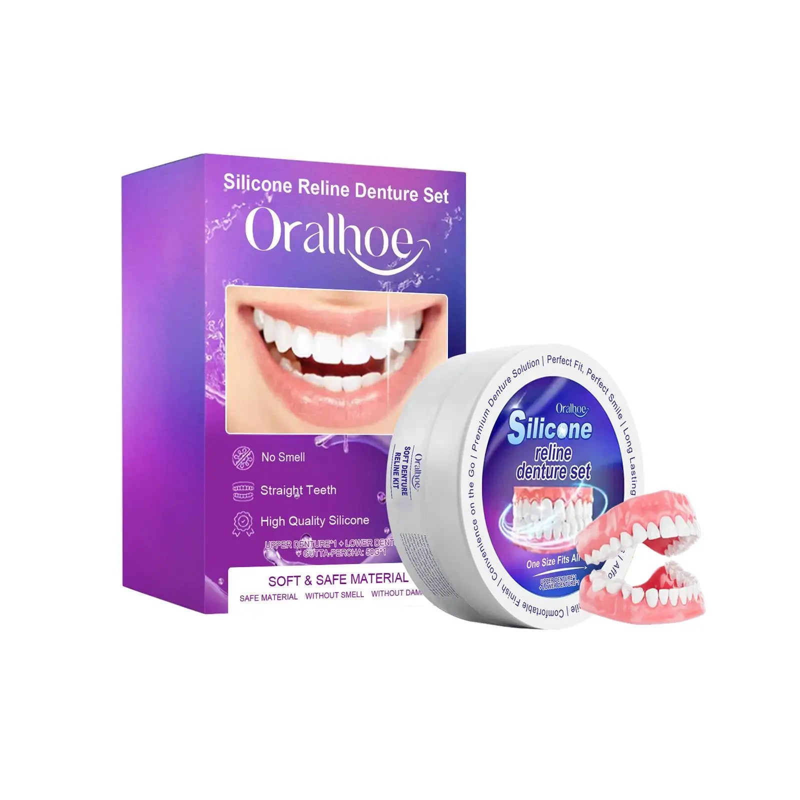 Silicone Denture Reliner Kit - Comfortable Temporary Teeth Whitening & Fit Set - 18
