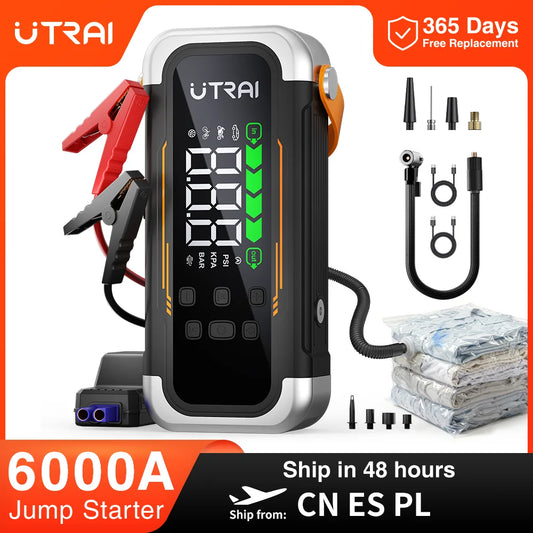 6000A Car Jump Starter with 150PSI Air Compressor & Power Bank