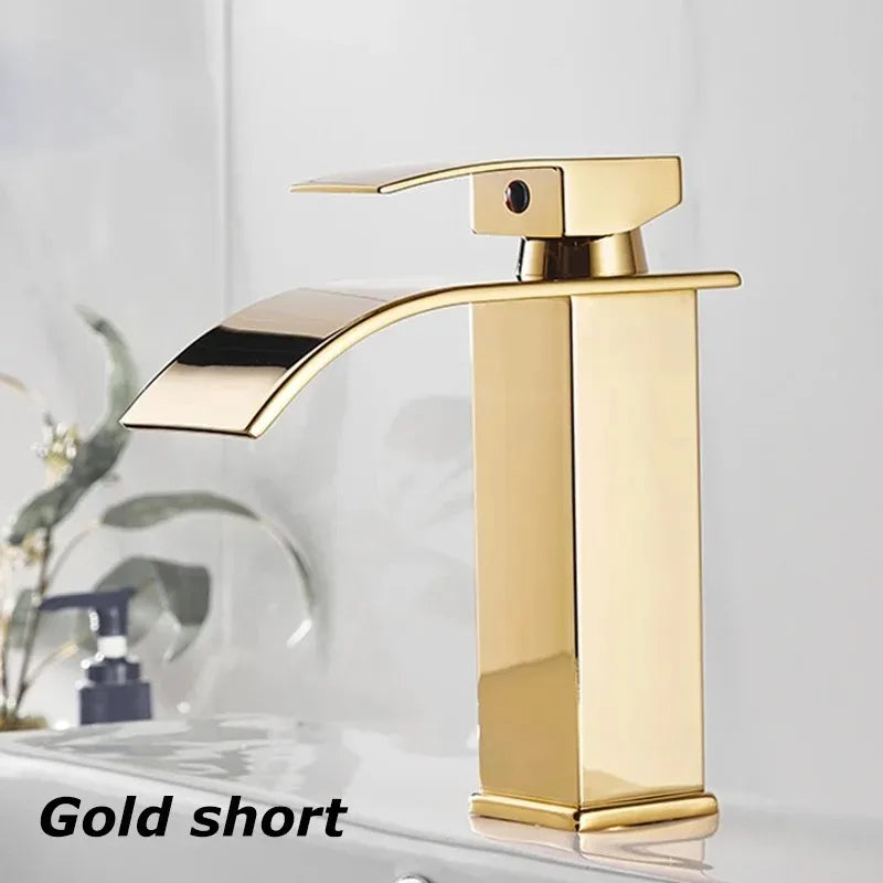 Modern Waterfall Bathroom Sink Faucet - Hot & Cold Stainless Steel