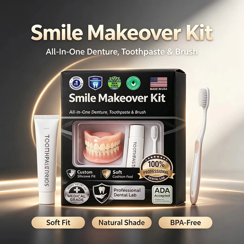 Instant Smile Moldable Silicone Denture Set - Natural Upper & Lower Teeth Kit
