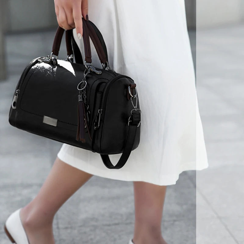 Luxury Tassel Boston Shoulder Bag