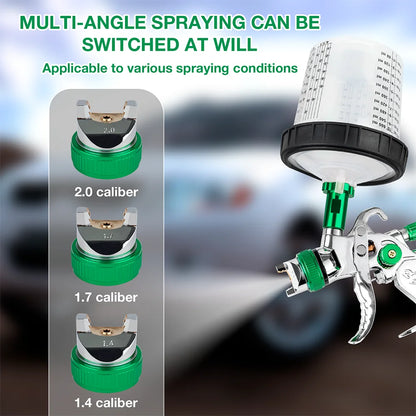 Professional HVLP Gravity Feed Spray Paint Gun Kit - 1.4/1.7/2.0mm Nozzles