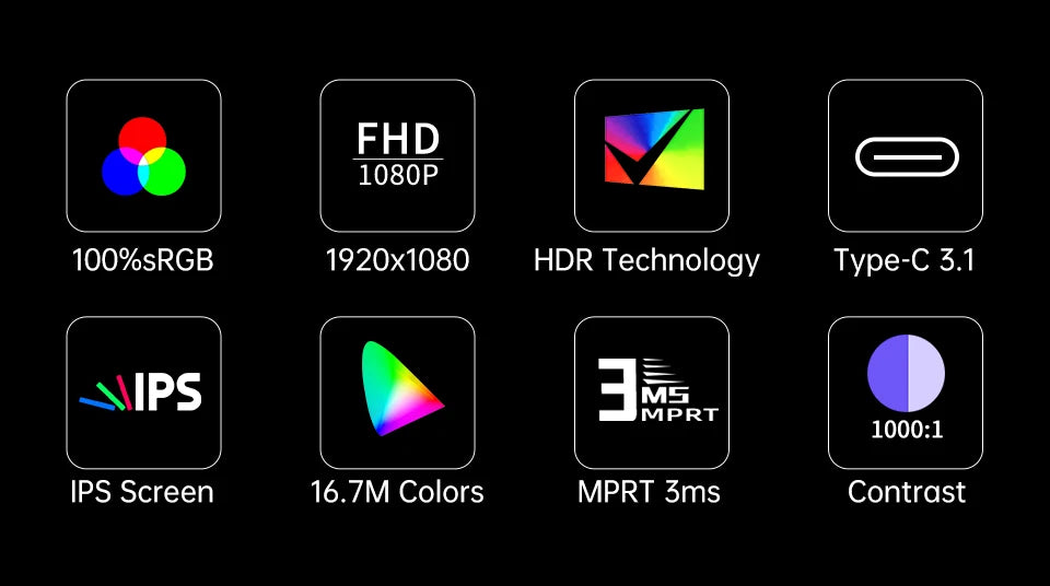 18.5" 120Hz Portable Monitor - 1080P IPS HDR Gaming Display - 8
