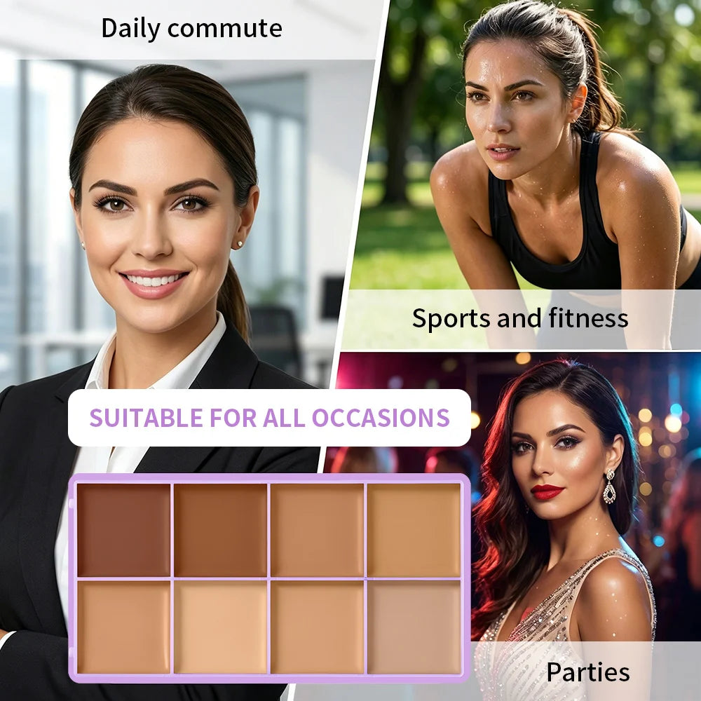 8-Shade Full Coverage Cream Concealer Palette Waterproof Makeup