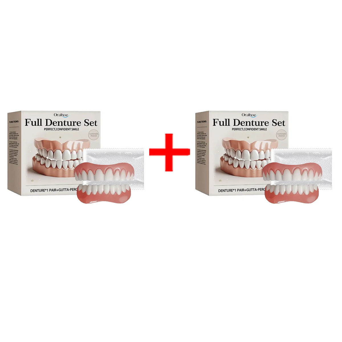 Comfort Fit Temporary Denture Set - Realistic Smile Repair Kit for Upper & Lower Teeth