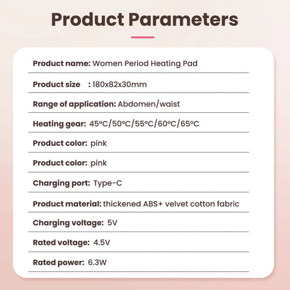 Portable Cordless Electric Heating Pad for Menstrual Cramp & Back Pain Relief
