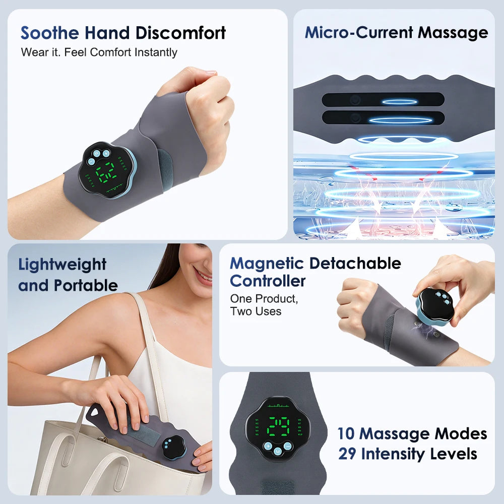 EMS Microcurrent Wrist Massager for Carpal Tunnel & Muscle Relief - 12