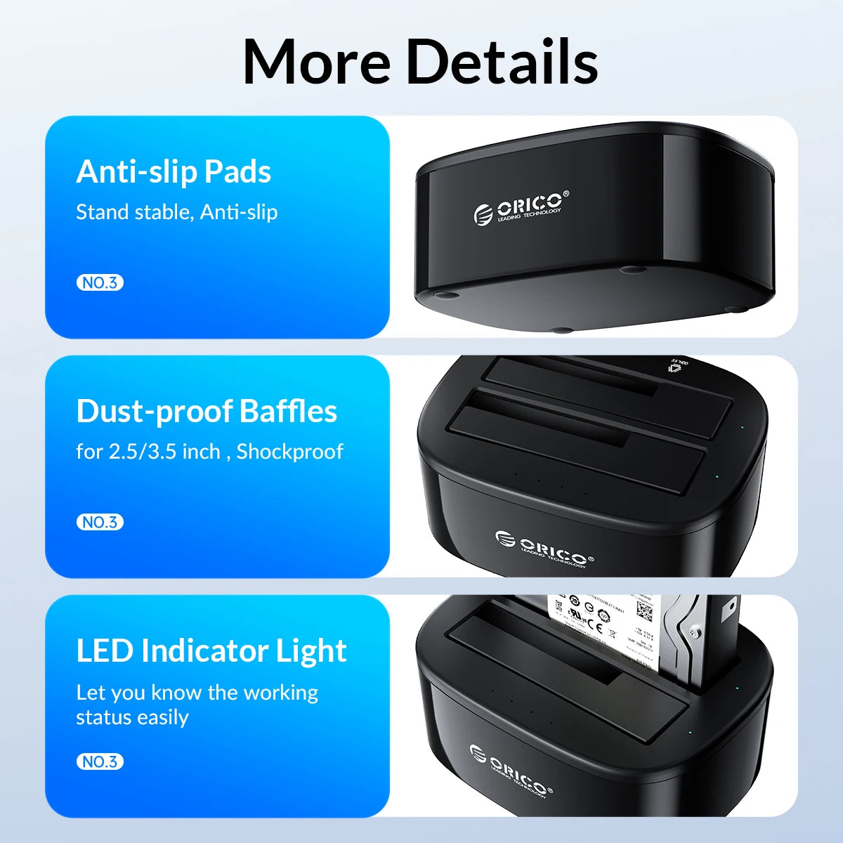 Dual-Bay Hard Drive Docking Station for 2.5/3.5" HDD & SSD USB 3.0