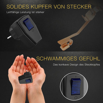 3-Pack EU Schuko Rewirable Power Plug with On/Off Switch - 250V 16A