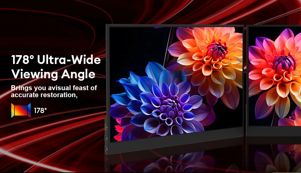16.1" 144Hz Portable Gaming Monitor - 100% sRGB FHD Ultrathin IPS Display - 12