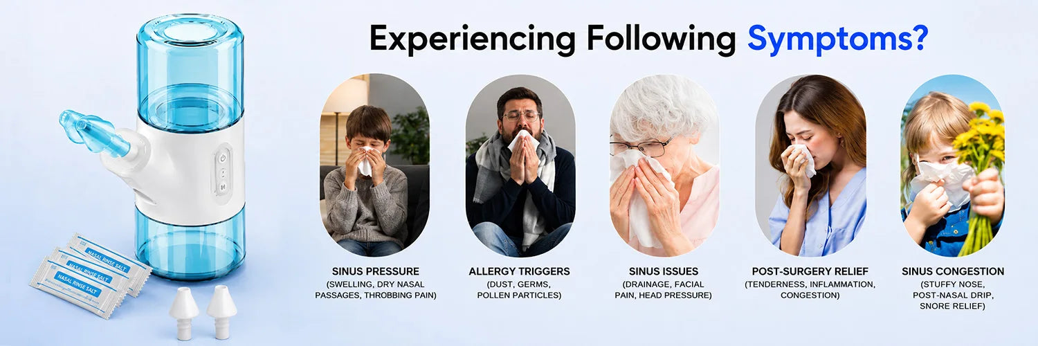Portable Electric Nasal Irrigator - Rechargeable Sinus Rinse Device - 8