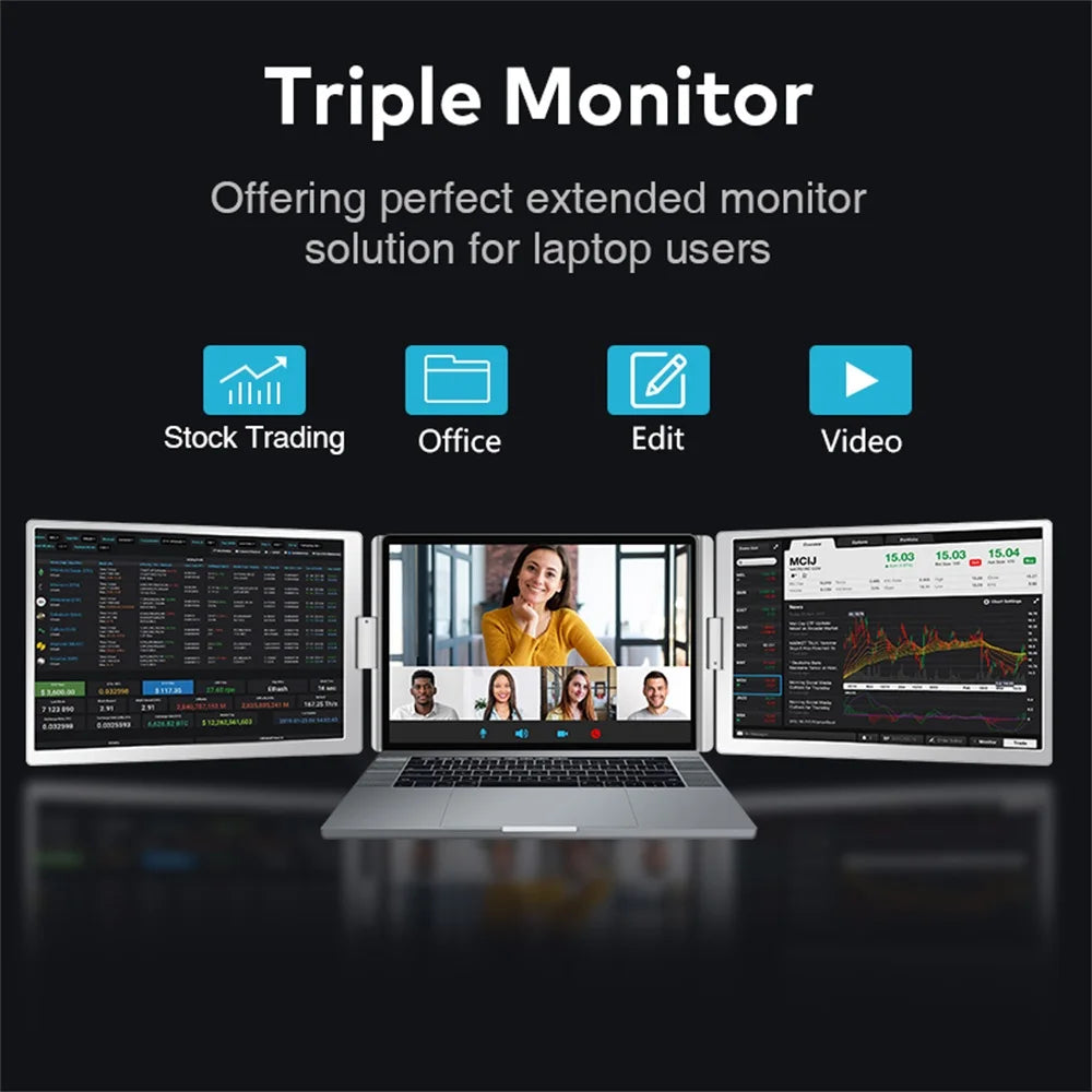 Dual Screen Laptop Monitor Extender - FHD Portable Sub-Monitor for PC