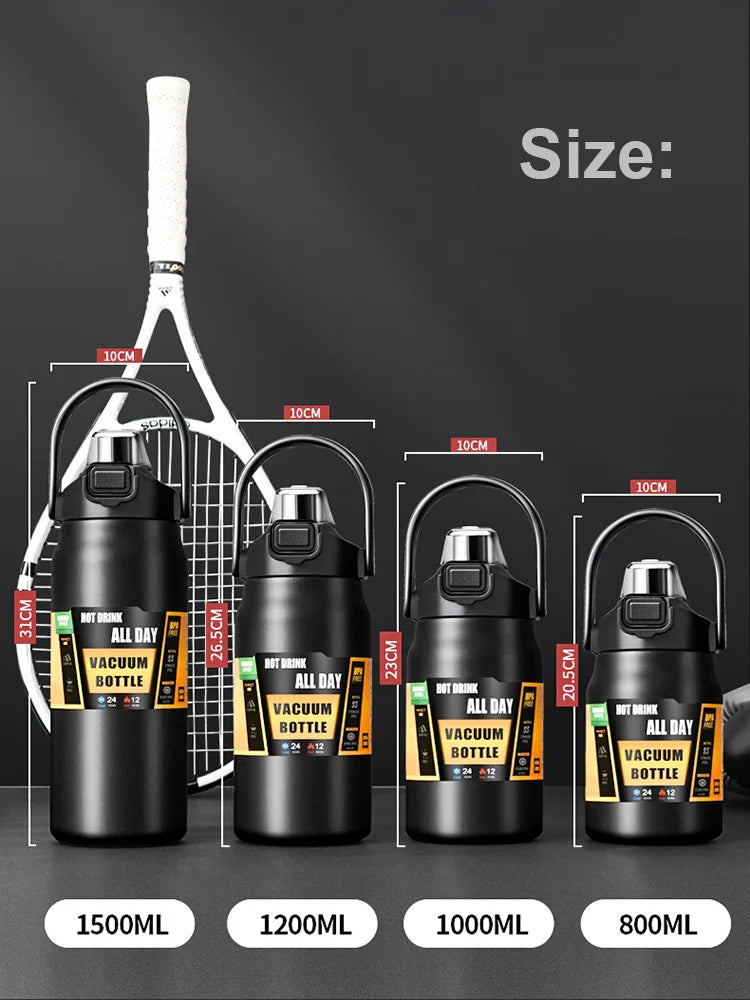 Insulated Stainless Steel Vacuum Flask - 24H Cold & 8H Hot Water Bottle - 4