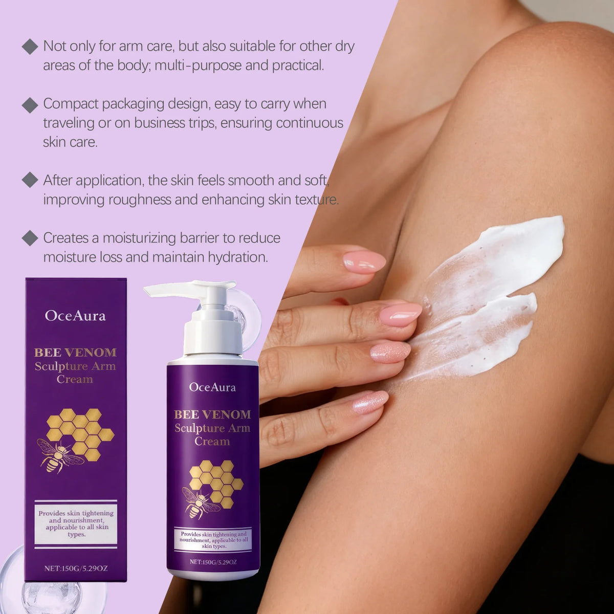 Bee Venom Firming Arm Cream - Anti-Sagging Body Sculpting & Moisturizing Lotion