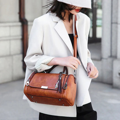 Luxury Tassel Boston Shoulder Bag