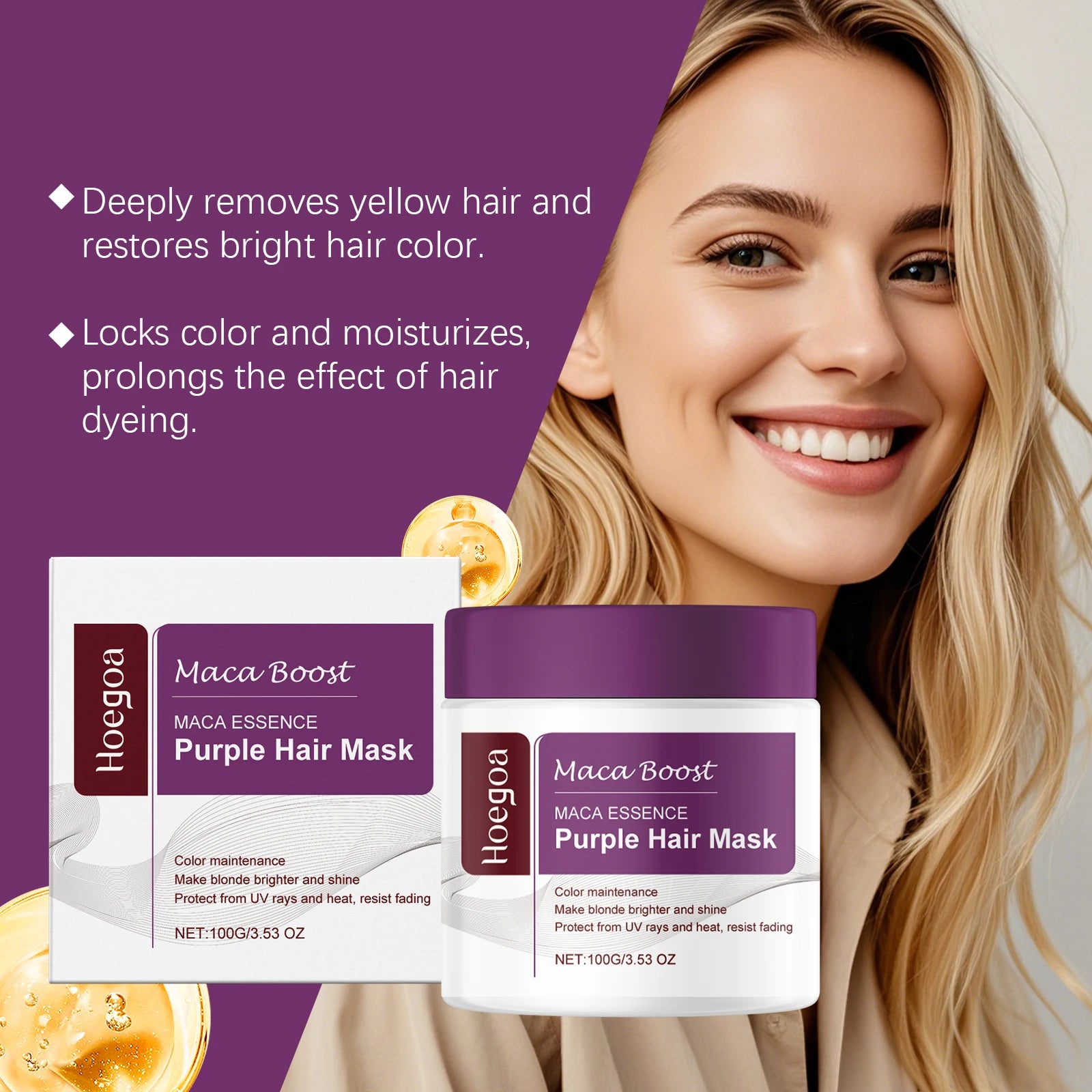 Purple Toning Hair Mask & Shampoo Set for Blonde Hair Repair & Color Protection - 5
