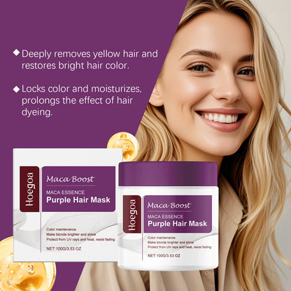 Purple Toning Hair Mask & Shampoo Set for Blonde Hair Repair & Color Protection