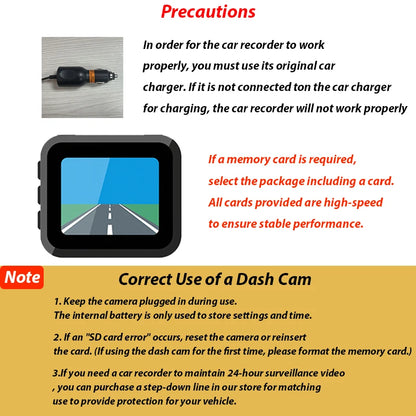 3-Lens 1080P Dash Cam with IR Night Vision, Loop Recording & G-Sensor