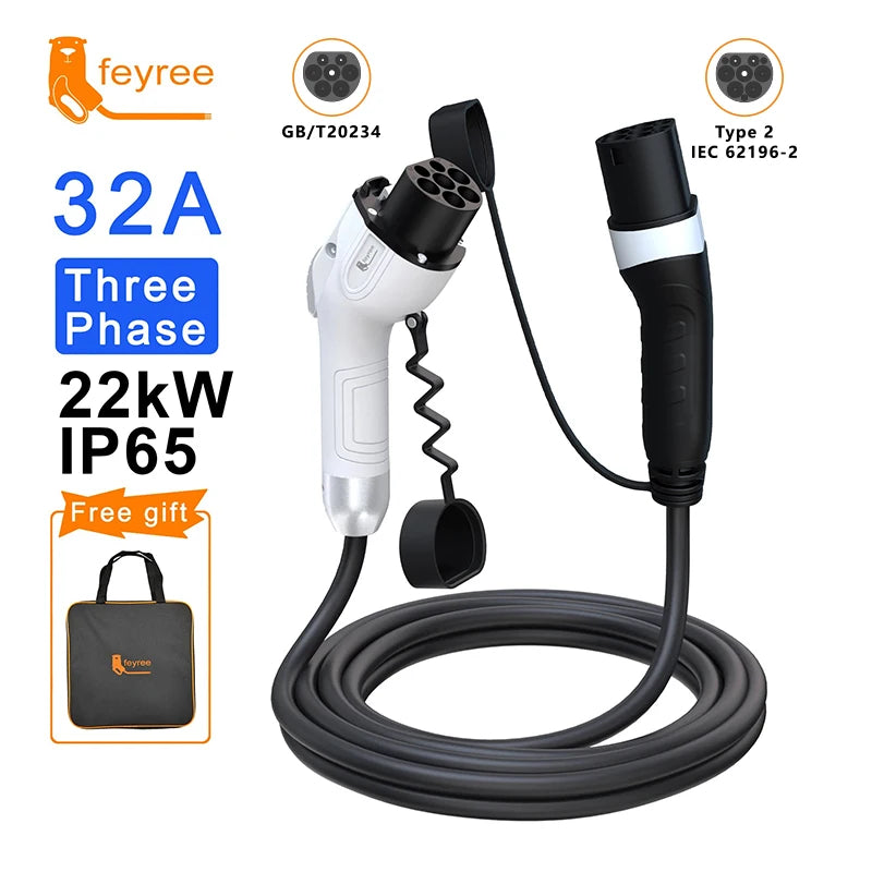 GB/T to Type 2 EV Charging Cable - Fast 16A/32A Electric Vehicle Charger