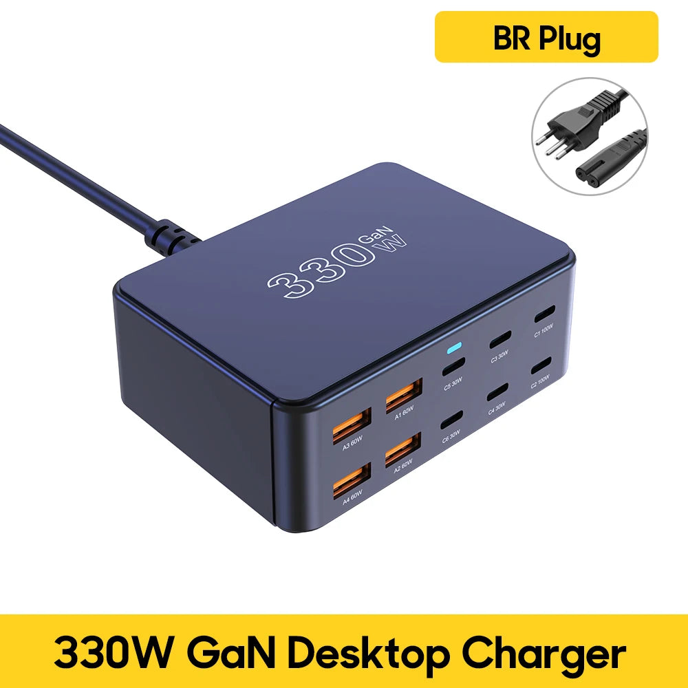 100W GaN Desktop Fast Charging Station - 10-Port USB-C & USB-A Power Hub - 21