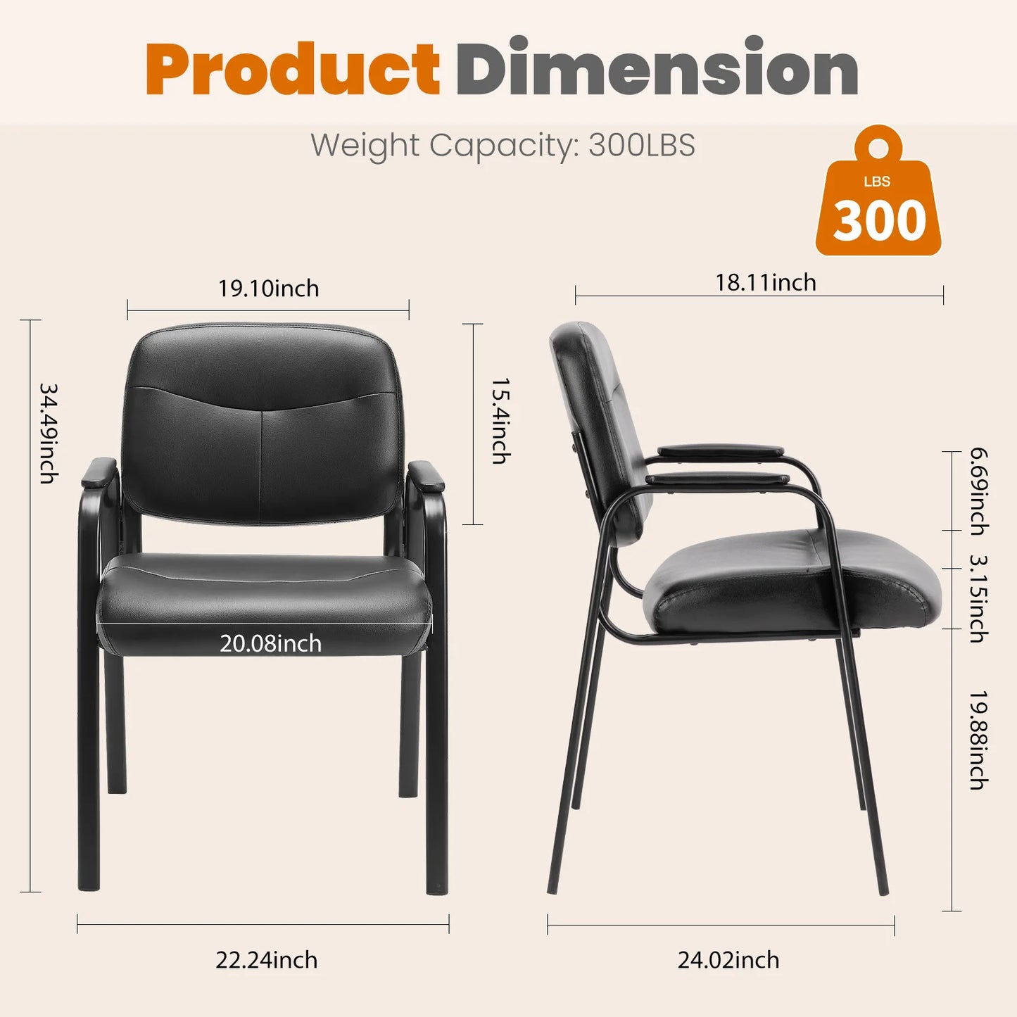 Modern PU Leather Office Guest Chair - Ergonomic Waiting Room Seating