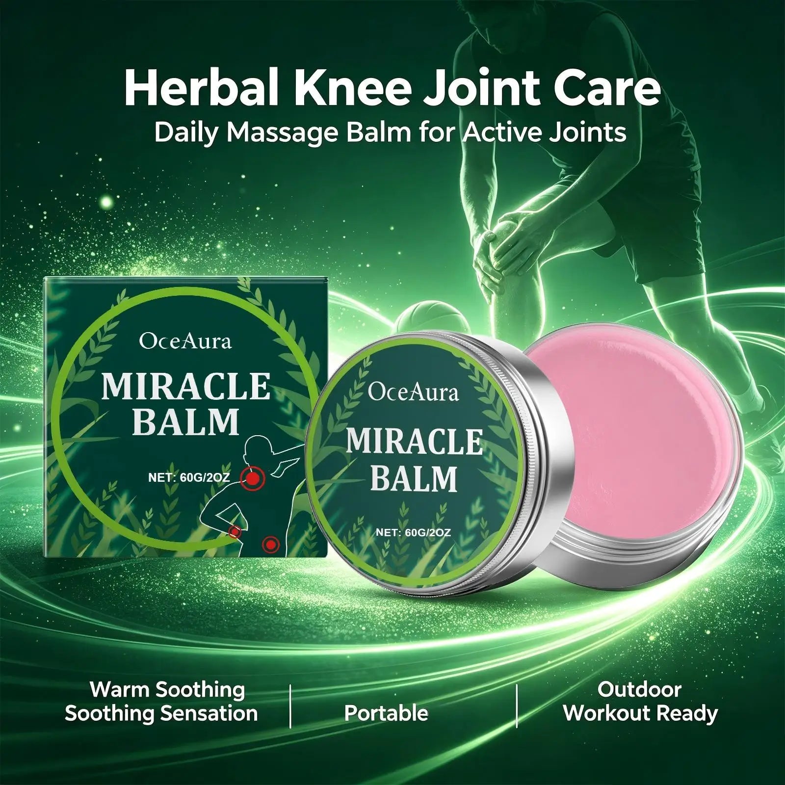 Herbal Joint & Muscle Massage Balm - Soothing Relief Cream for Neck, Back & Knees - 4