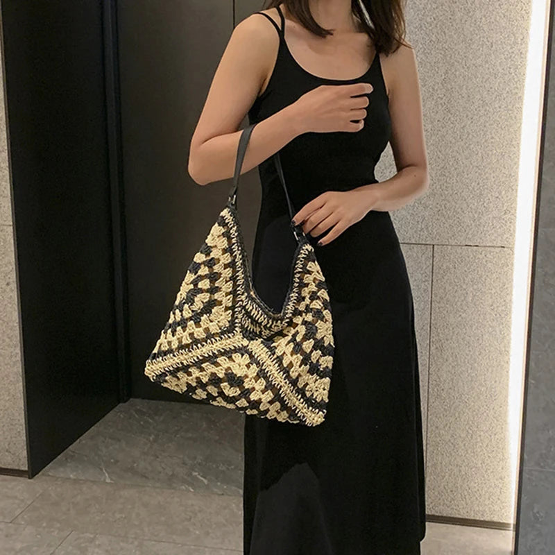 Luxury Woven Straw Beach Bag
