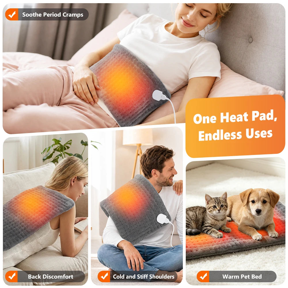 Electric Heating Pad for Back & Joint Pain Relief with Adjustable Heat & Timer - 12