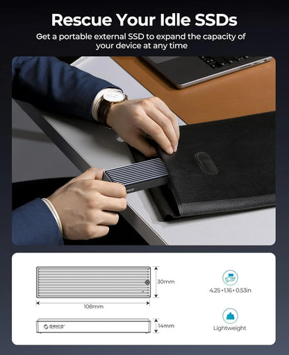 ORICO M.2 NVMe SATA SSD Enclosure - 10Gbps Portable External Drive Case