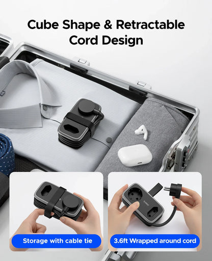 Portable EU Travel Power Strip with USB-C & Fast Charging – 5-in-1 Compact