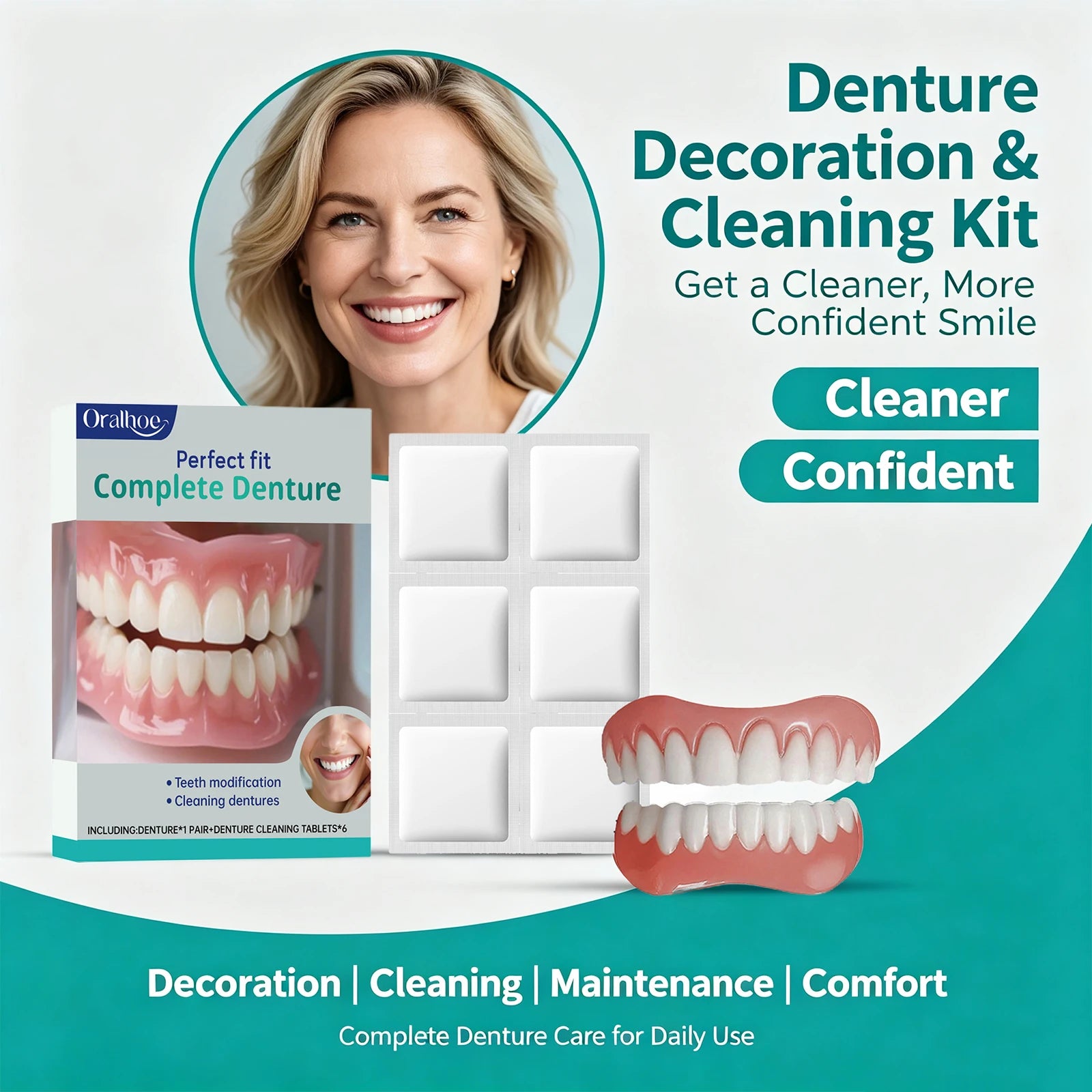 Cosmetic Temporary Denture Kit - Realistic Upper & Lower Smile Veneer - 2