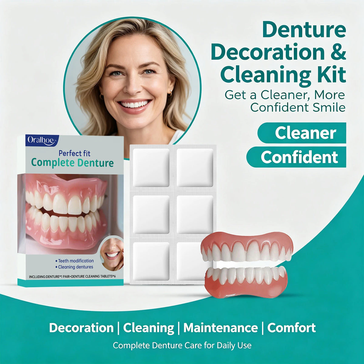 Cosmetic Temporary Denture Kit - Realistic Upper & Lower Smile Veneer