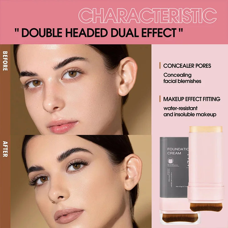 TVLV Concealing Foundation Stick - Waterproof Cream Foundation with Brush