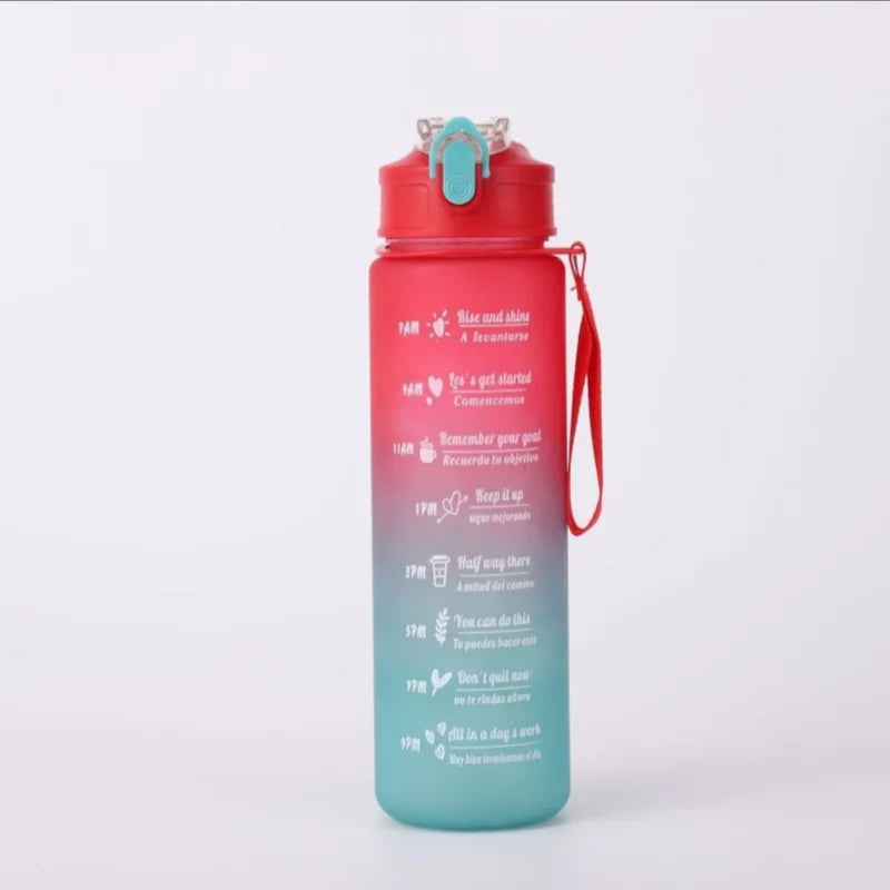 Motivational 750ml Sports Water Bottle with Time Marker & Leak-Proof Straw