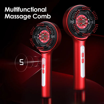 Electric Scalp Massager Comb with LED Light Therapy & Liquid Applicator
